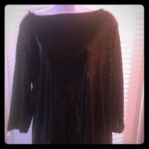 Long sleeved black sequined shirt